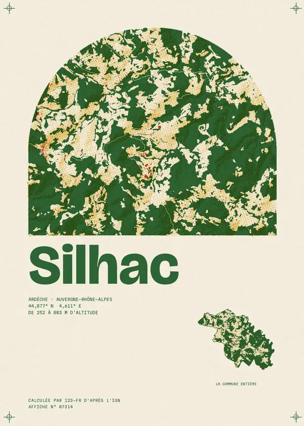 Affiche de Silhac, calculée par 123-fr d'après l'IGN
