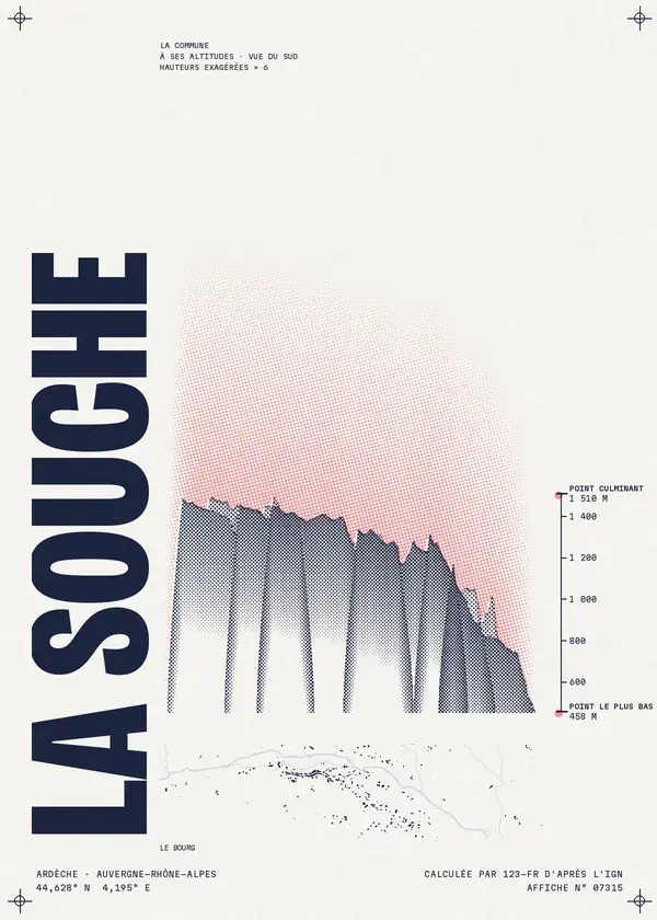 Affiche de La Souche, calculée par 123-fr d'après l'IGN