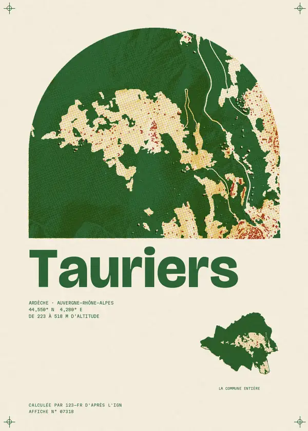 Affiche de Tauriers, calculée par 123-fr d'après l'IGN
