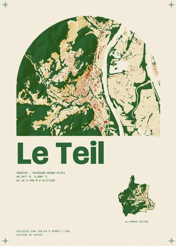 Affiche de Le Teil, calculée par 123-fr d'après l'IGN