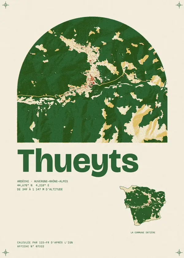 Affiche de Thueyts, calculée par 123-fr d'après l'IGN