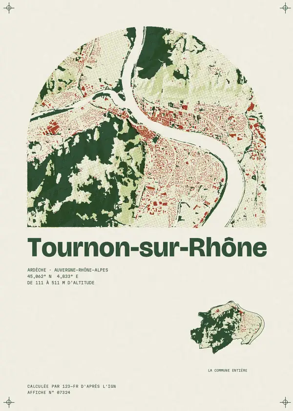 Affiche de Tournon-sur-Rhône, calculée par 123-fr d'après l'IGN