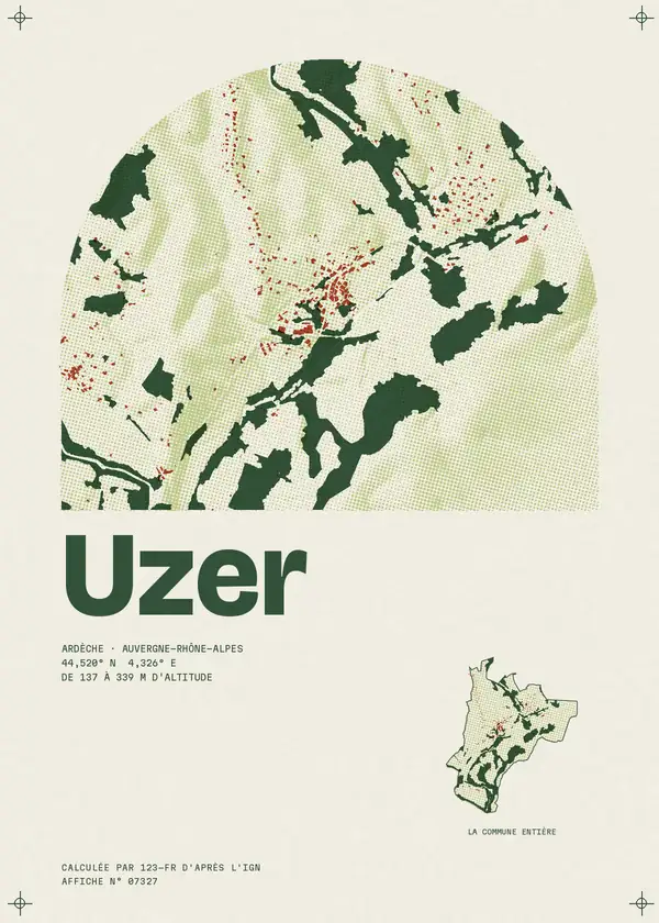 Affiche de Uzer, calculée par 123-fr d'après l'IGN