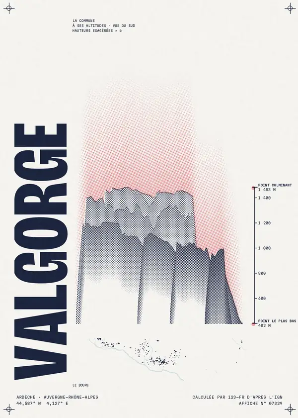 Affiche de Valgorge, calculée par 123-fr d'après l'IGN