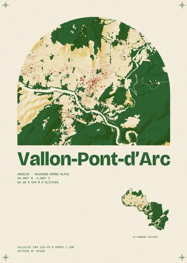 Affiche de Vallon-Pont-d'Arc, calculée par 123-fr d'après l'IGN