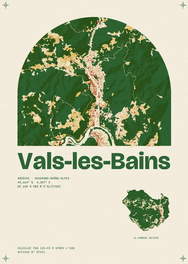 Affiche de Vals-les-Bains, calculée par 123-fr d'après l'IGN