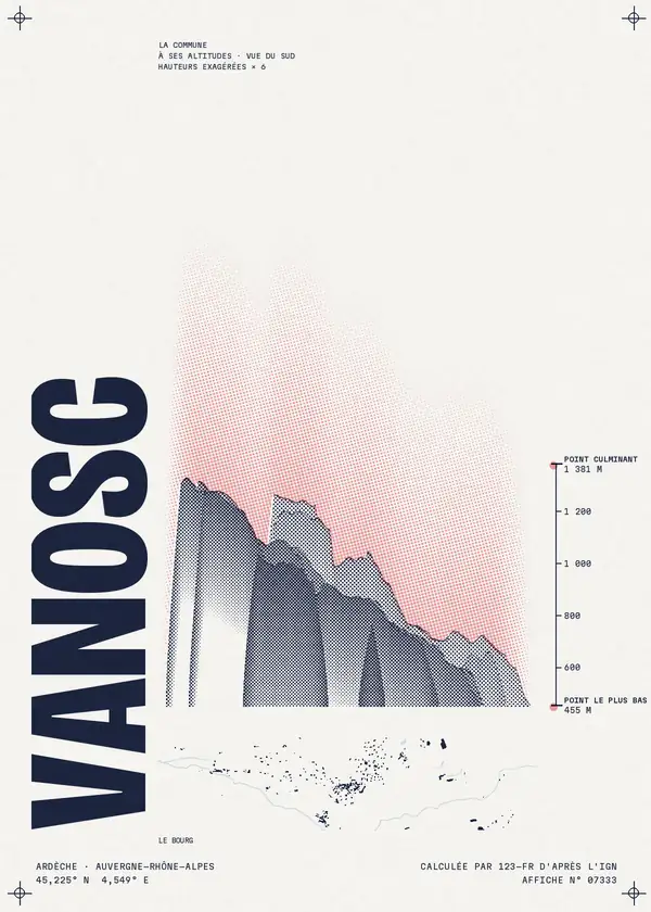 Affiche de Vanosc, calculée par 123-fr d'après l'IGN