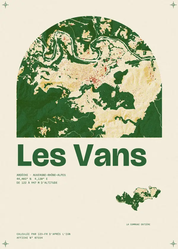 Affiche de Les Vans, calculée par 123-fr d'après l'IGN