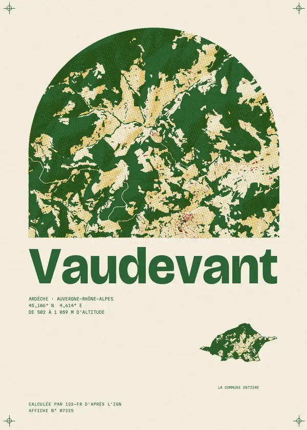 Affiche de Vaudevant, calculée par 123-fr d'après l'IGN