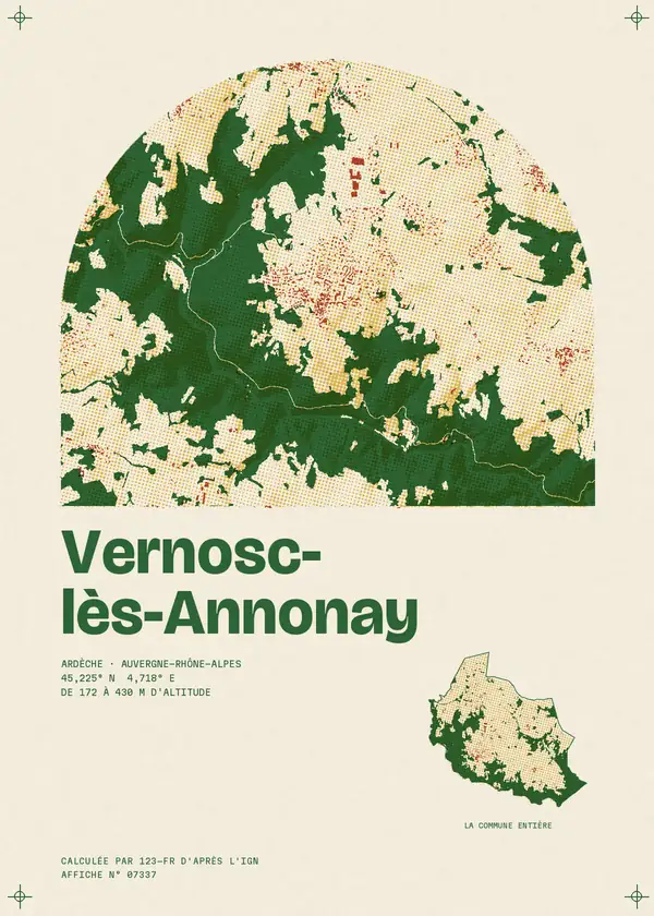 Affiche de Vernosc-lès-Annonay, calculée par 123-fr d'après l'IGN
