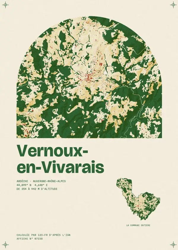 Affiche de Vernoux-en-Vivarais, calculée par 123-fr d'après l'IGN