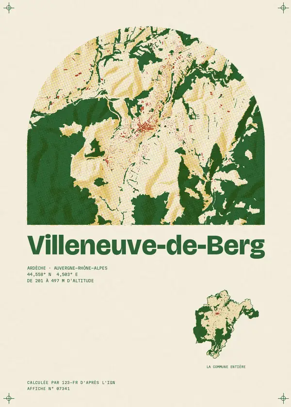 Affiche de Villeneuve-de-Berg, calculée par 123-fr d'après l'IGN