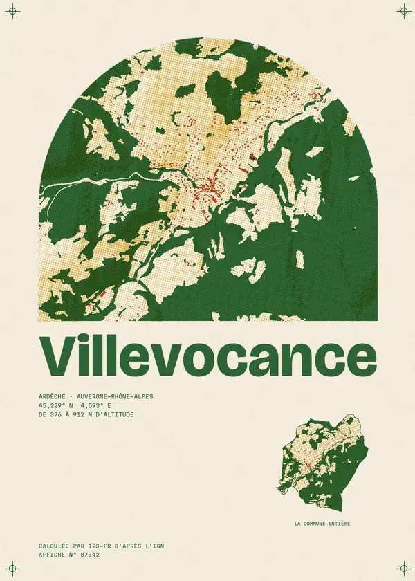 Affiche de Villevocance, calculée par 123-fr d'après l'IGN