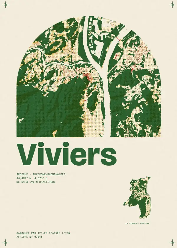 Affiche de Viviers, calculée par 123-fr d'après l'IGN