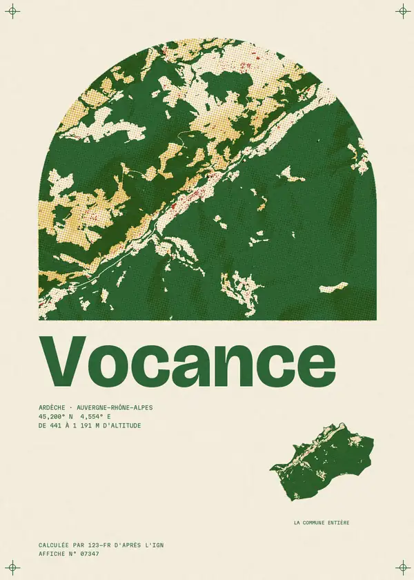 Affiche de Vocance, calculée par 123-fr d'après l'IGN