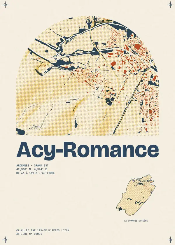 Affiche de Acy-Romance, calculée par 123-fr d'après l'IGN