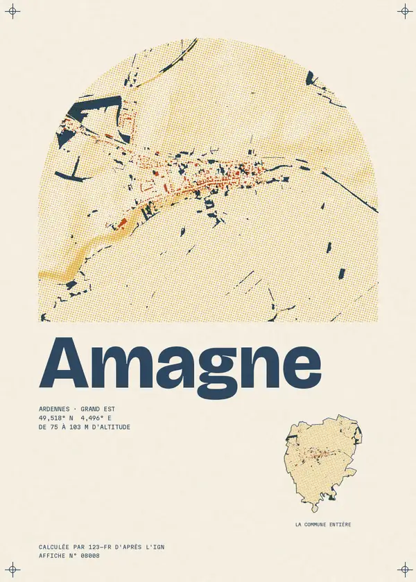 Affiche de Amagne, calculée par 123-fr d'après l'IGN