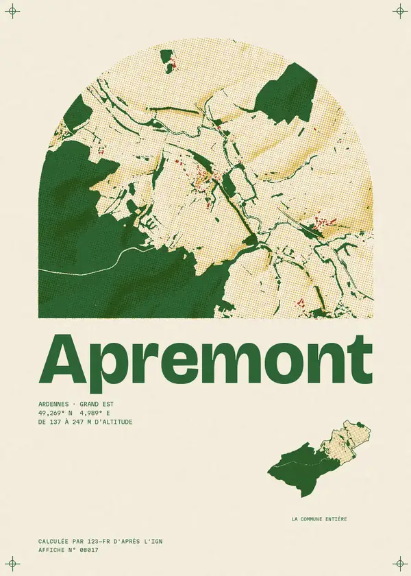 Affiche de Apremont, calculée par 123-fr d'après l'IGN