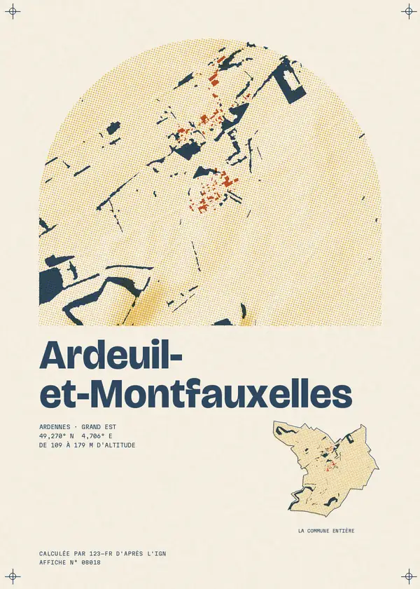 Affiche de Ardeuil-et-Montfauxelles, calculée par 123-fr d'après l'IGN