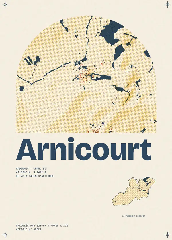 Affiche de Arnicourt, calculée par 123-fr d'après l'IGN