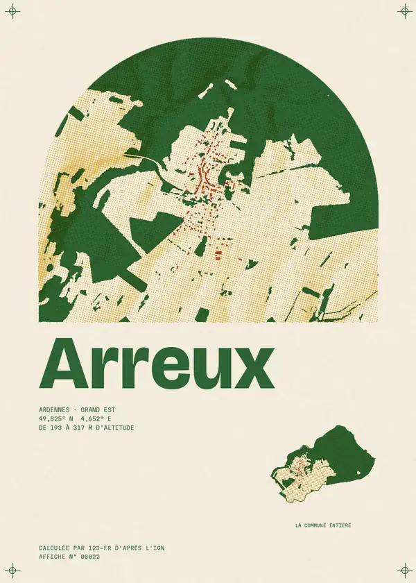 Affiche de Arreux, calculée par 123-fr d'après l'IGN