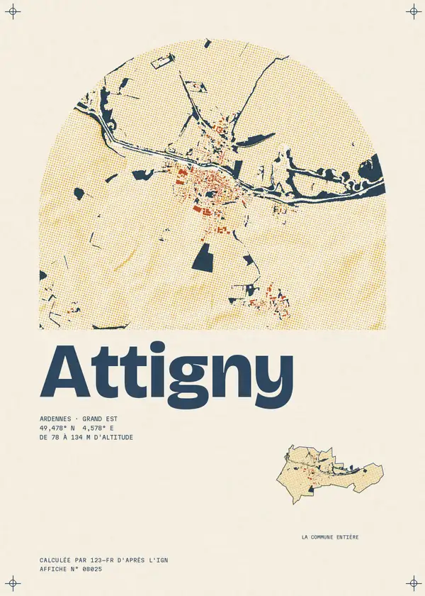 Affiche de Attigny, calculée par 123-fr d'après l'IGN