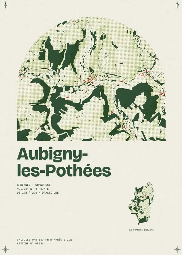 Affiche de Aubigny-les-Pothées, calculée par 123-fr d'après l'IGN