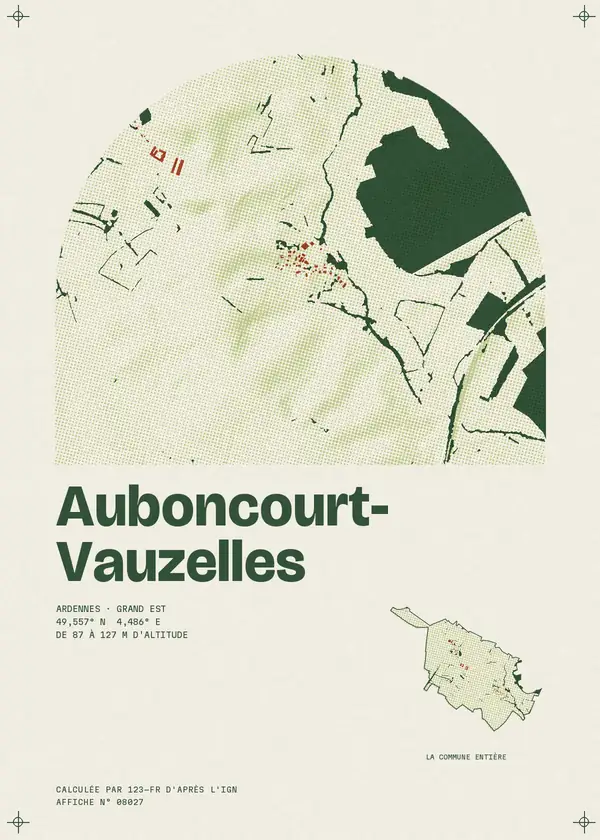 Affiche de Auboncourt-Vauzelles, calculée par 123-fr d'après l'IGN