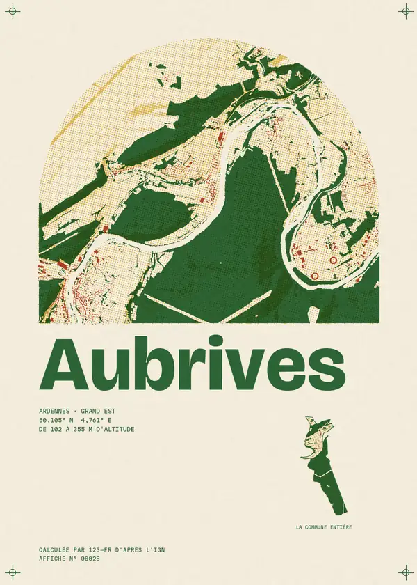 Affiche de Aubrives, calculée par 123-fr d'après l'IGN