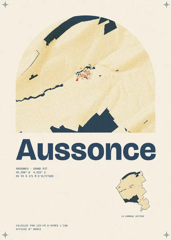 Affiche de Aussonce, calculée par 123-fr d'après l'IGN