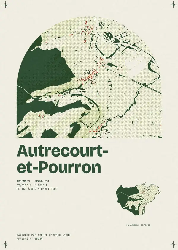 Affiche de Autrecourt-et-Pourron, calculée par 123-fr d'après l'IGN