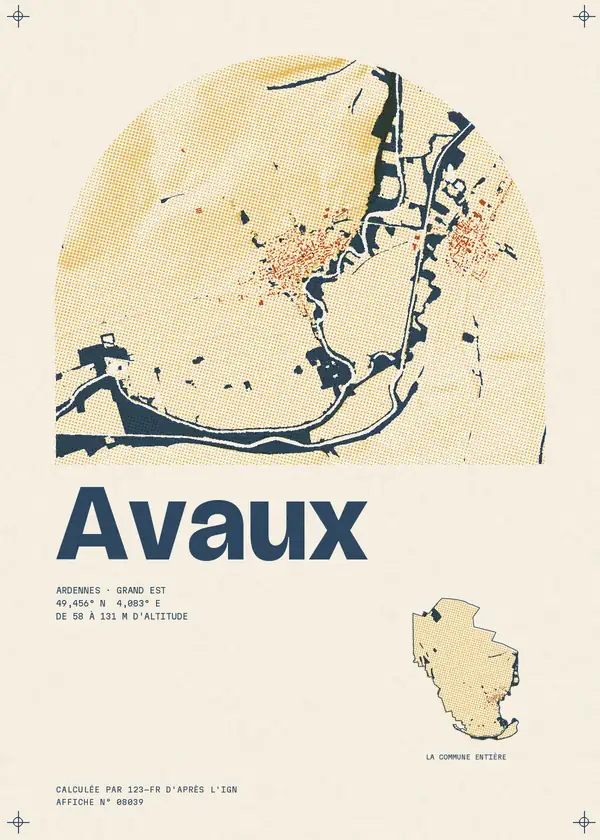 Affiche de Avaux, calculée par 123-fr d'après l'IGN