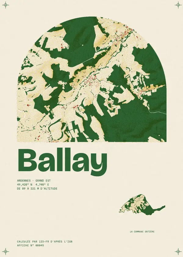 Affiche de Ballay, calculée par 123-fr d'après l'IGN
