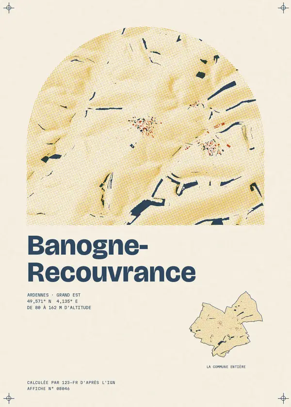 Affiche de Banogne-Recouvrance, calculée par 123-fr d'après l'IGN