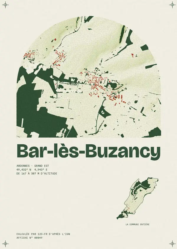 Affiche de Bar-lès-Buzancy, calculée par 123-fr d'après l'IGN