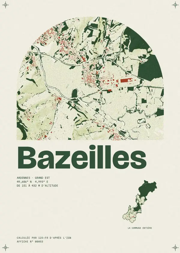 Affiche de Bazeilles, calculée par 123-fr d'après l'IGN