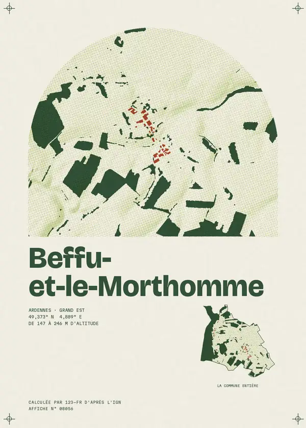 Affiche de Beffu-et-le-Morthomme, calculée par 123-fr d'après l'IGN