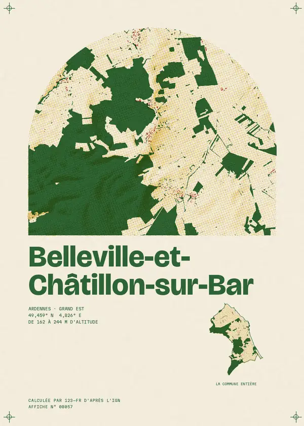 Affiche de Belleville-et-Châtillon-sur-Bar, calculée par 123-fr d'après l'IGN