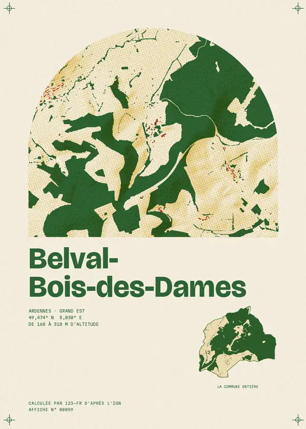 Affiche de Belval-Bois-des-Dames, calculée par 123-fr d'après l'IGN