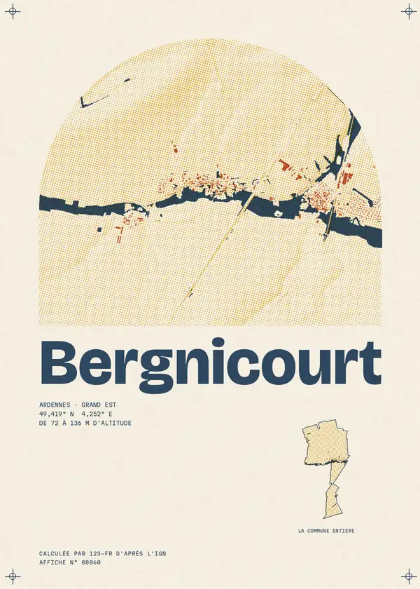 Affiche de Bergnicourt, calculée par 123-fr d'après l'IGN