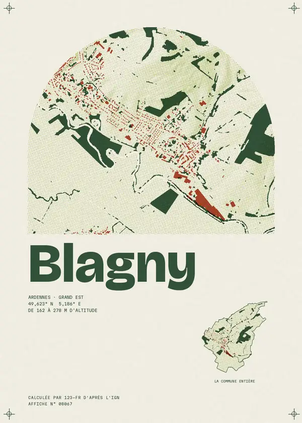 Affiche de Blagny, calculée par 123-fr d'après l'IGN