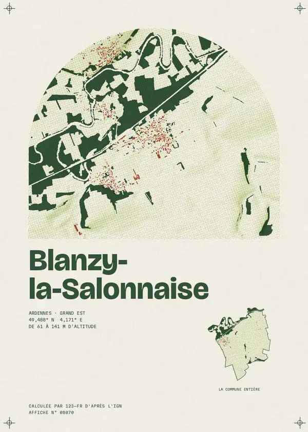 Affiche de Blanzy-la-Salonnaise, calculée par 123-fr d'après l'IGN