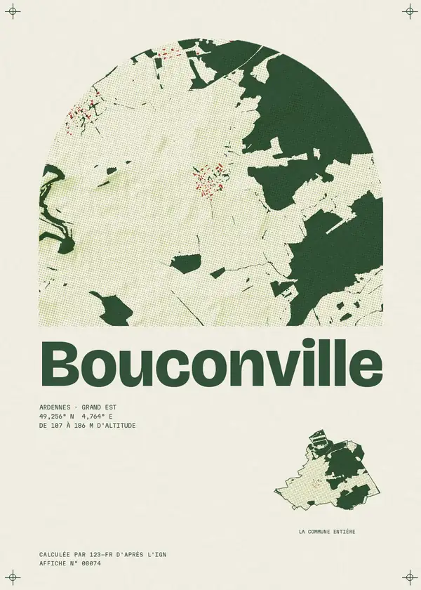 Affiche de Bouconville, calculée par 123-fr d'après l'IGN