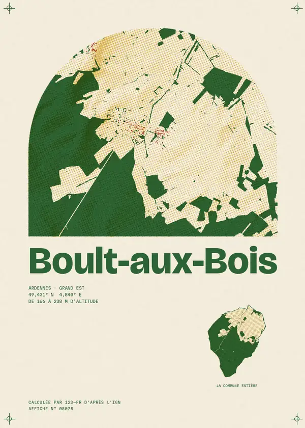 Affiche de Boult-aux-Bois, calculée par 123-fr d'après l'IGN