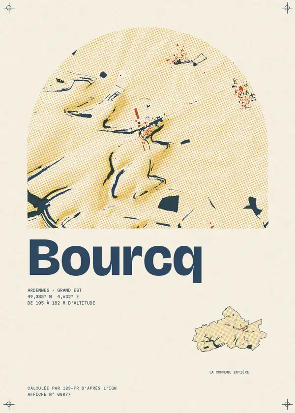 Affiche de Bourcq, calculée par 123-fr d'après l'IGN