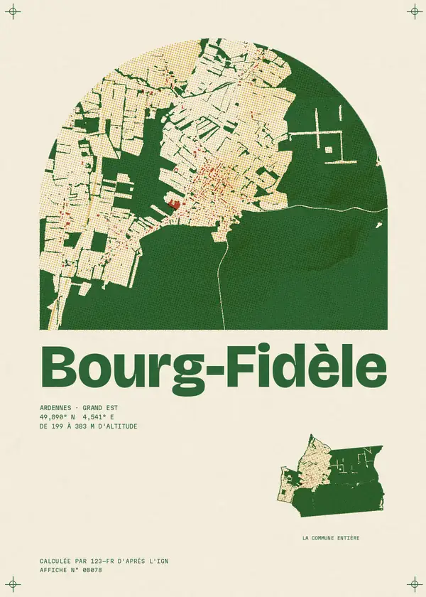 Affiche de Bourg-Fidèle, calculée par 123-fr d'après l'IGN