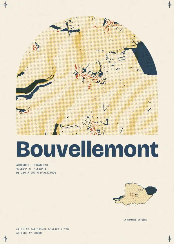 Affiche de Bouvellemont, calculée par 123-fr d'après l'IGN