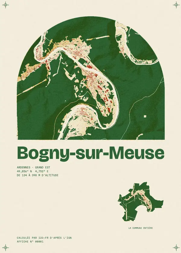 Affiche de Bogny-sur-Meuse, calculée par 123-fr d'après l'IGN