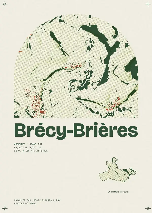 Affiche de Brécy-Brières, calculée par 123-fr d'après l'IGN