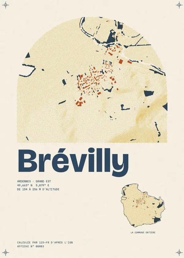 Affiche de Brévilly, calculée par 123-fr d'après l'IGN